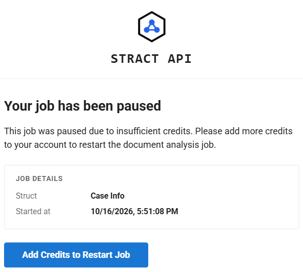 Email stating your job has been paused due to insufficient funds